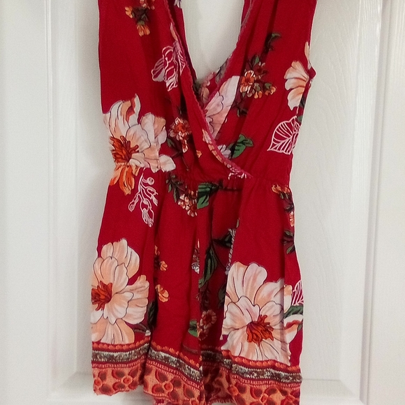 Angie Red Floral Romper - Picture 1 of 12
